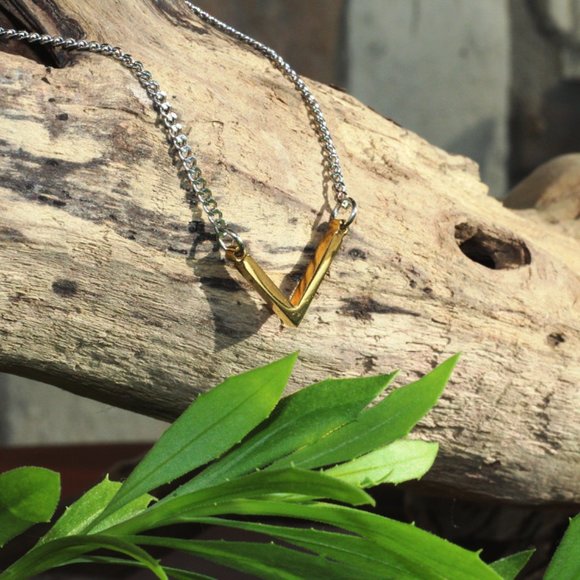 Necklace / 100% stainless steel / 2-tone version (SILVER AND GOLD) - Picture 2 of 8